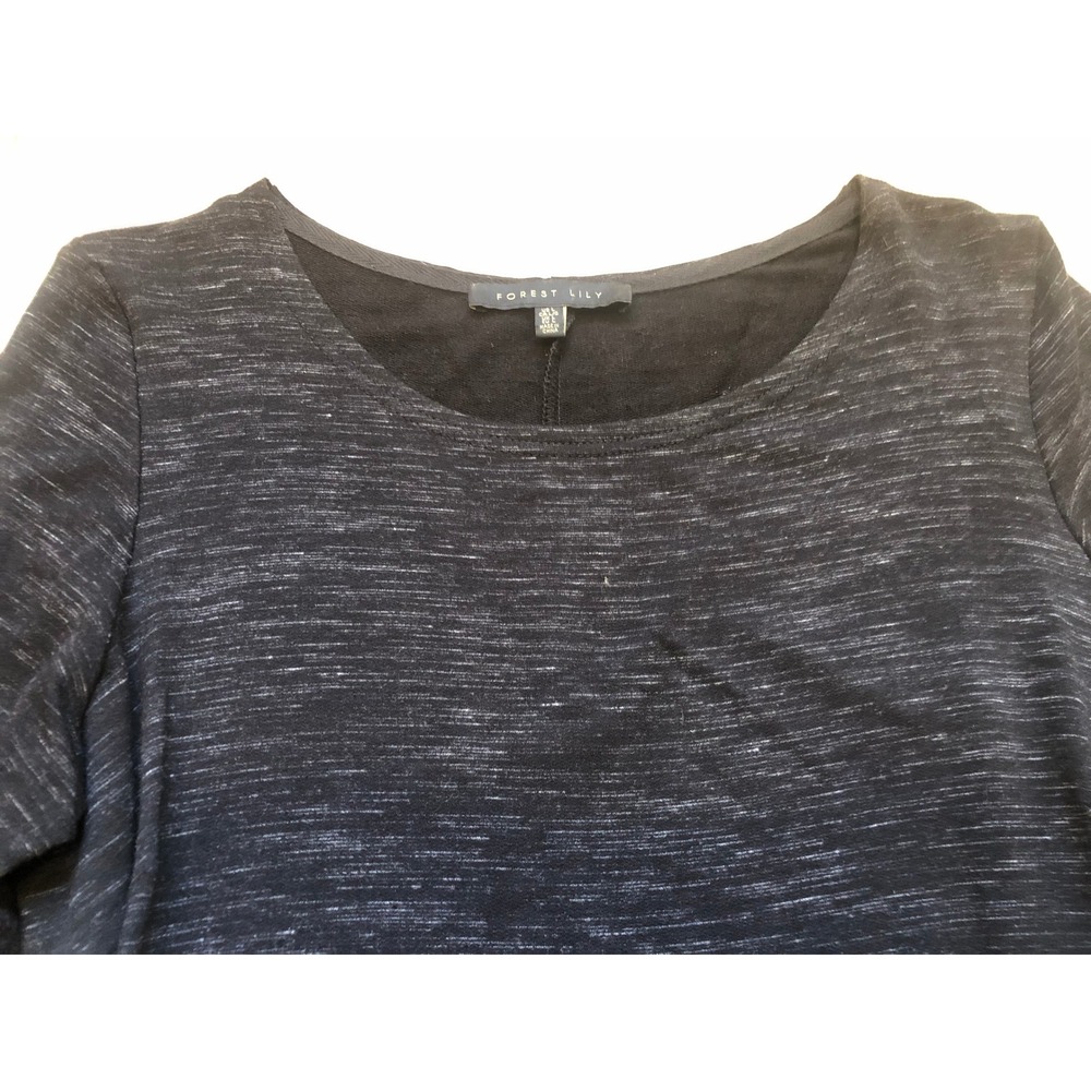 Forest Lily Charcoal Grey Space Dye Long Sleeve Tulip Hem Drape Midi Dress Large - Picture 7 of 13